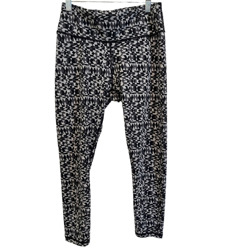 Aerie Black White Geometric Design Crop Ecourtee Leggings Size Small